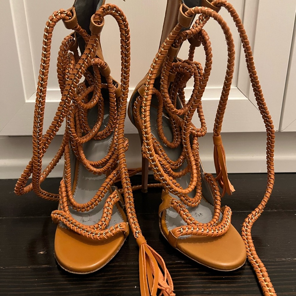 Monika Chiang Rope sandal Imena Tan Gold size 37.5 excellent - Picture 6 of 11